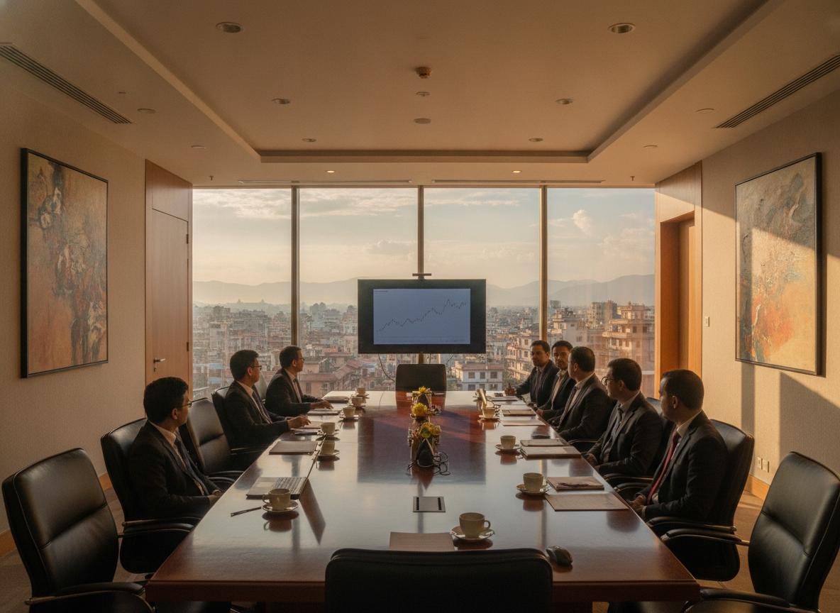 Investment meeting overlooking Kathmandu