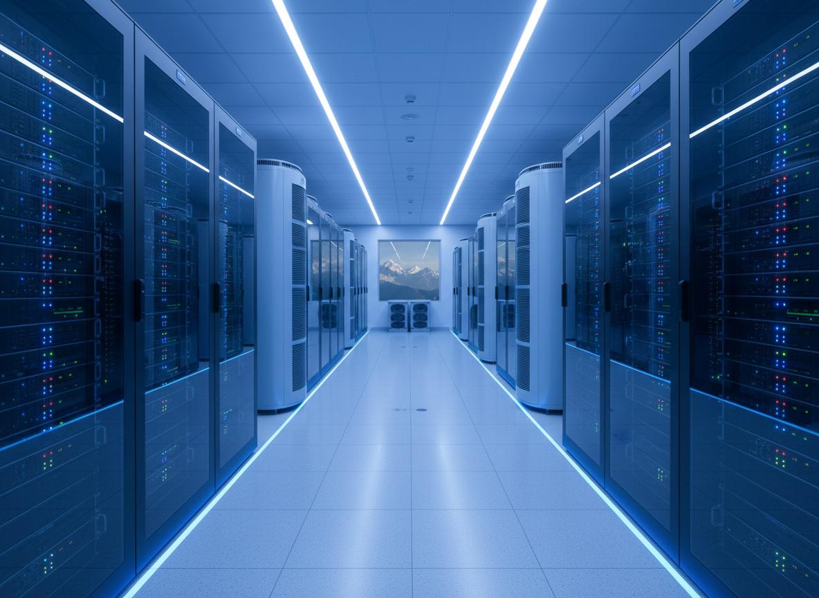 Rows of servers in a data centre