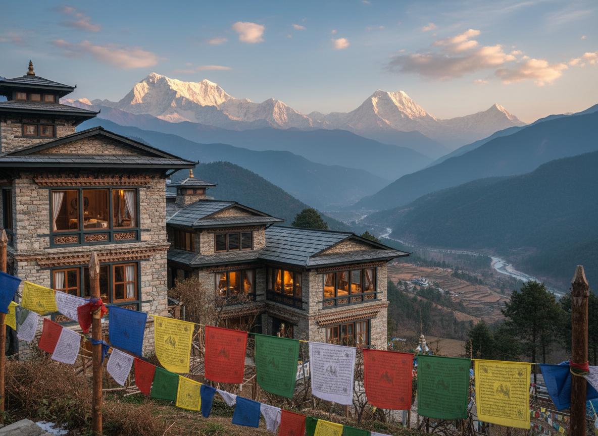 Himalayan lodge overlooking Nepal’s mountains